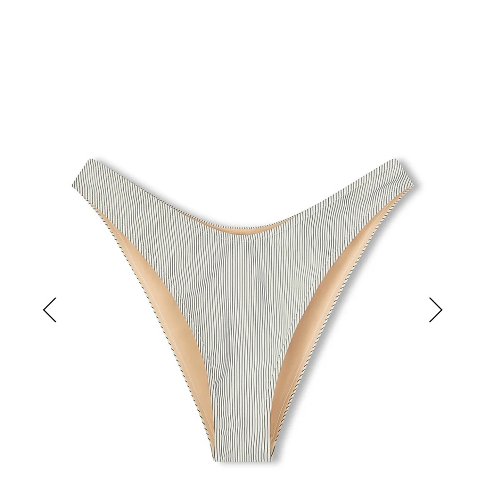 Zulu & Zephyr Striped Bikini Bottom - Cream and Black